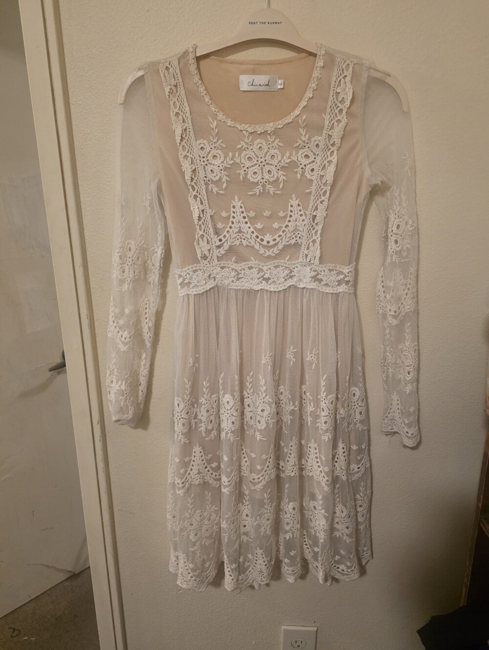 Chicwish Cream Floral Embroidered Sheer Top